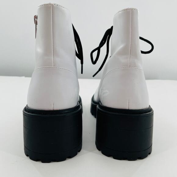 Skechers Weekend Best White Memory Form Lace Up Side Zip Combat Lug Boots 7.5 - Picture 6 of 12